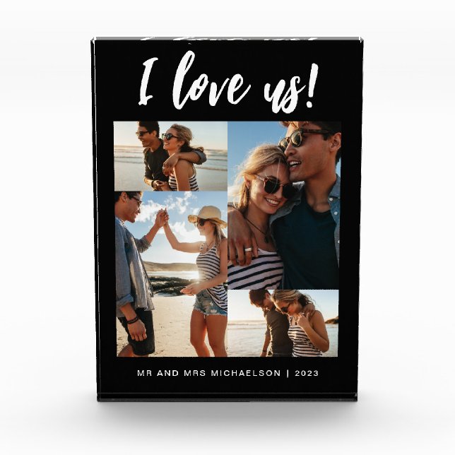 I love us Script Photo Black and White Acrylic Acrylic Award (Front)