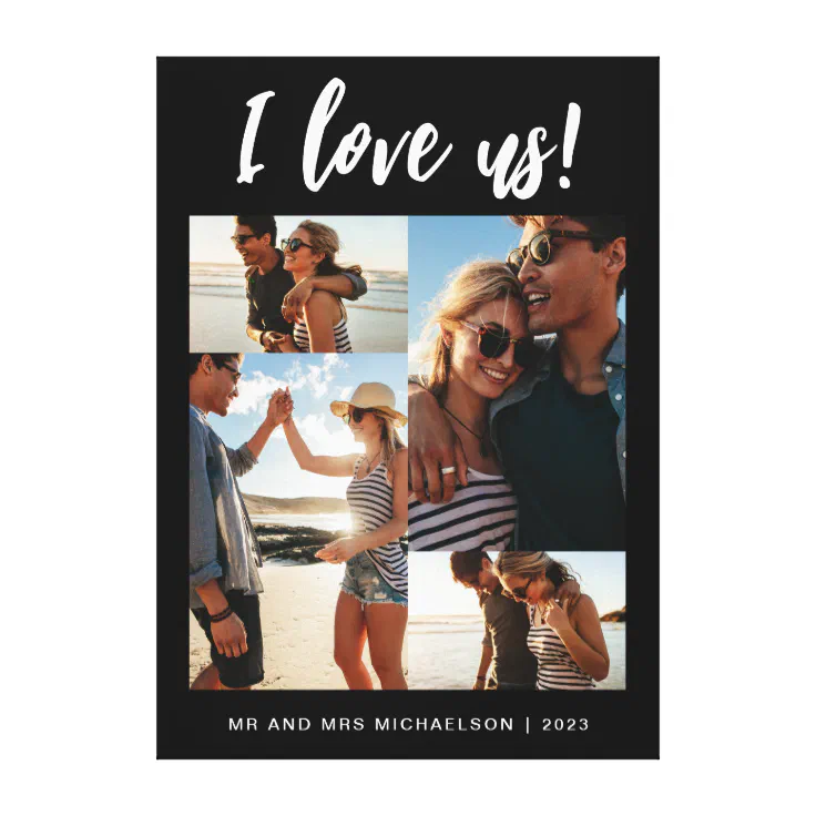 I love us Script Photo Black and White Canvas Print