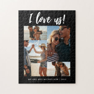 I love us Script Photo Black and White Jigsaw Puzzle