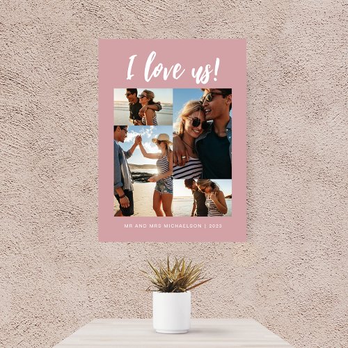 I love us Script Photo Pink and White Canvas Print