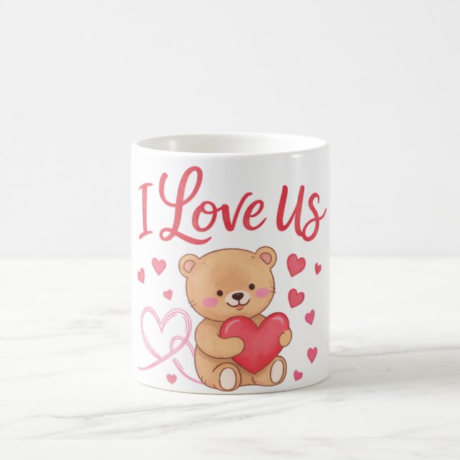 I Love Us Teddy Bear Mug (Center)