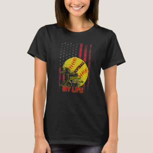I Love USA American Flag Softball My Sport My Game T-Shirt
