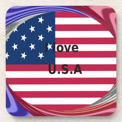 I LOVE USA BEVERAGE COASTER