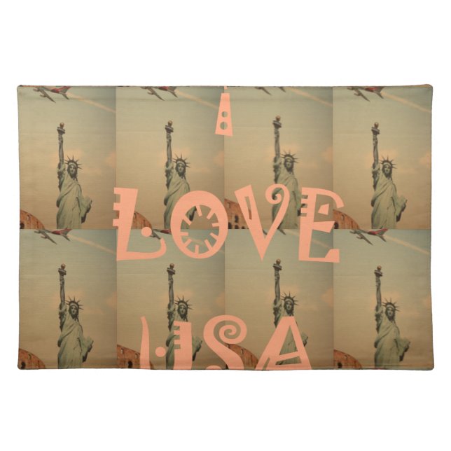 I Love USA Cloth Placemat (Front)