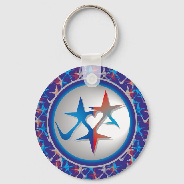 I LOVE USA/EEUU FLAG/STARS/FLAG BY MASANSER PIXEL KEYCHAIN (Front)