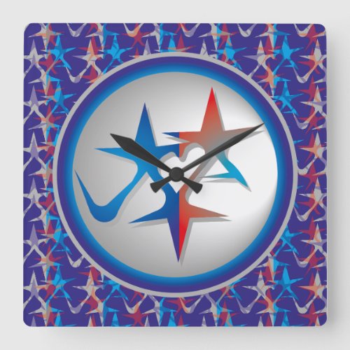 I LOVE USAEEUU FLAGSTARSFLAG BY MASANSER PIXEL SQUARE WALL CLOCK