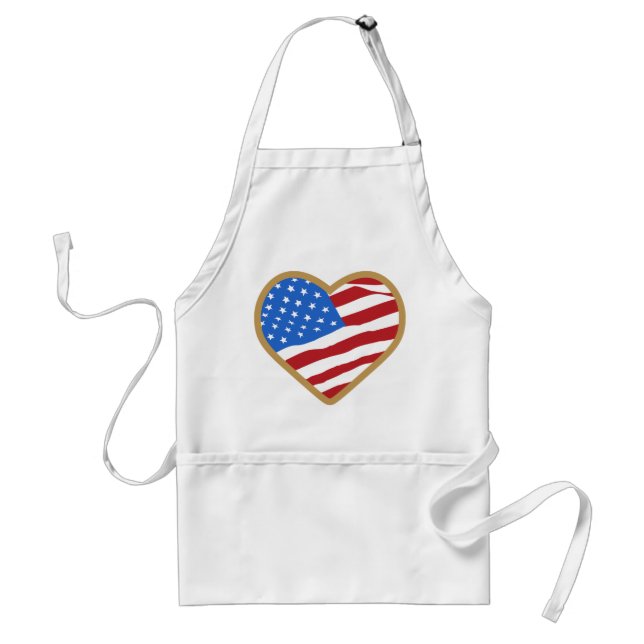 I Love USA Heart Independence Day American Adult Apron (Front)