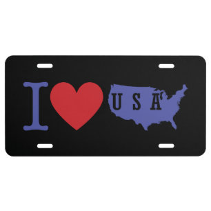 I Love USA License Plate