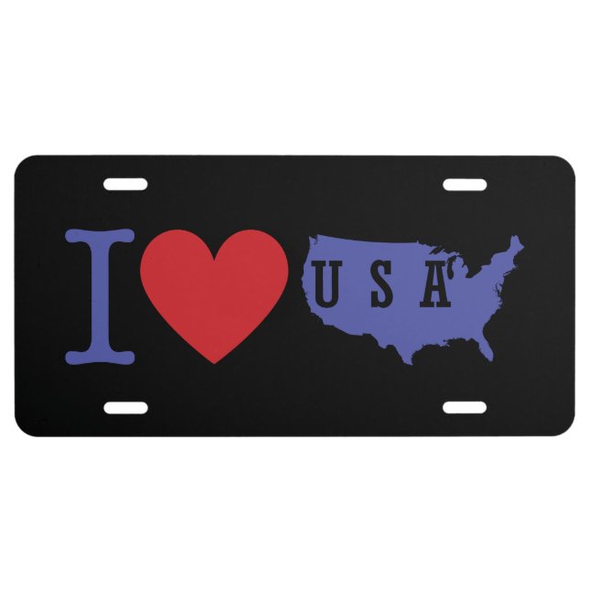 I Love USA License Plate (Front)