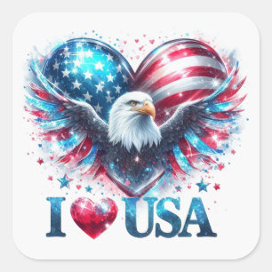 I Love USA Patriotic Eagle and Heart Envelope Seal