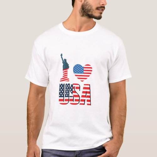 I Love USA Patriotic T_Shirt