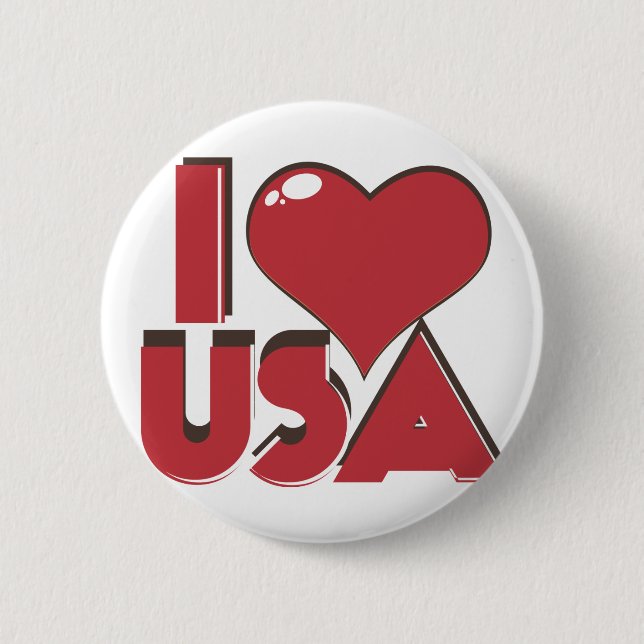 I Love USA Retro 80s Button (Front)