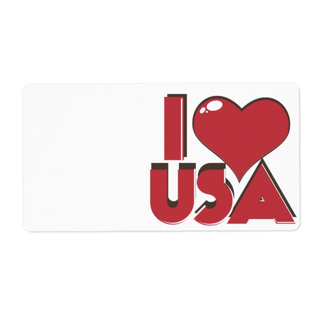I Love USA Retro 80s Label (Front)