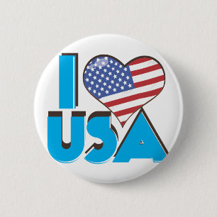 I Love USA Retro 80s Pinback Button