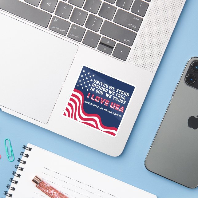 I Love USA Sticker (Laptop w/ iPhone)