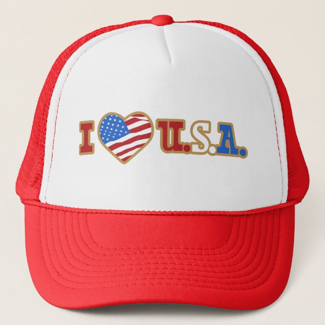 I Love USA Trucker Hat (Front)