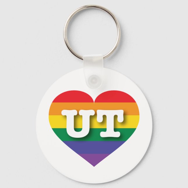 I Love Utah Rainbow Heart Keychain (Front)