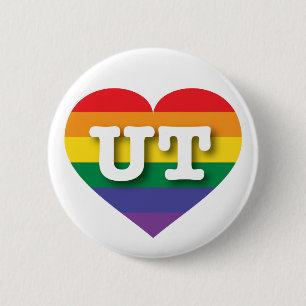 I Love Utah Rainbow Heart Pinback Button