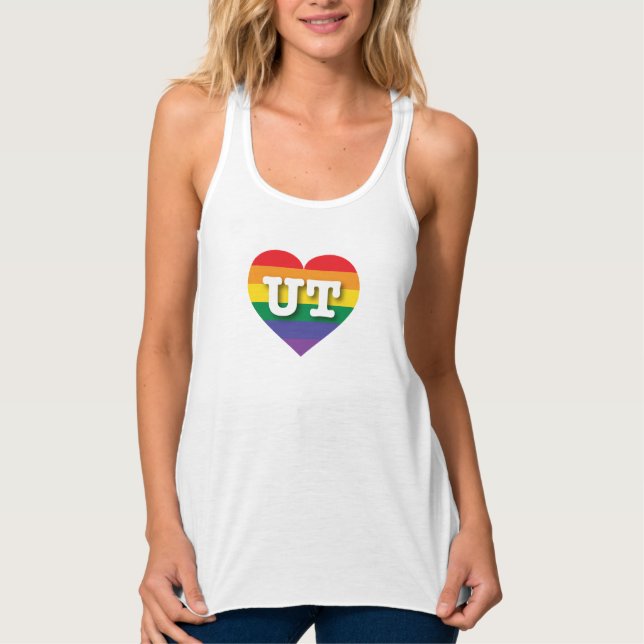 I Love Utah Rainbow Heart Tank Top (Front)