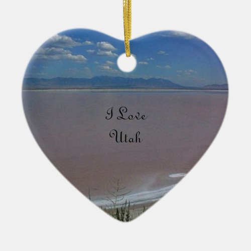 I Love Utah Salt Flats Ceramic Ornament