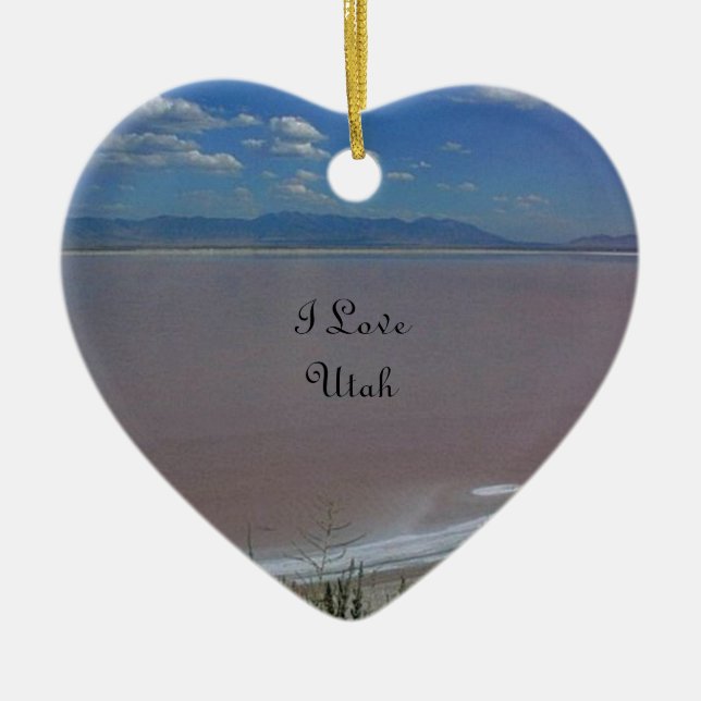 I Love Utah Salt Flats Ceramic Ornament (Front)