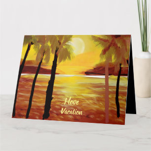 I Love Vacation Sunset Ocean PalmTrees Card