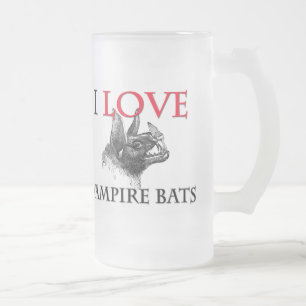 I Love Vampire Bats Frosted Glass Beer Mug