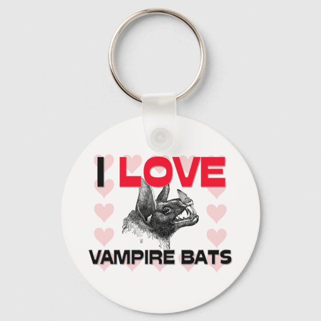 I Love Vampire Bats Keychain (Front)