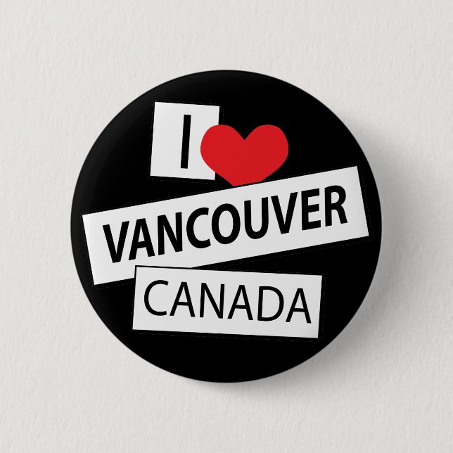 I Love Vancouver Canada Pinback Button (Front)
