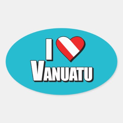 I Love Vanuatu Diving Oval Sticker