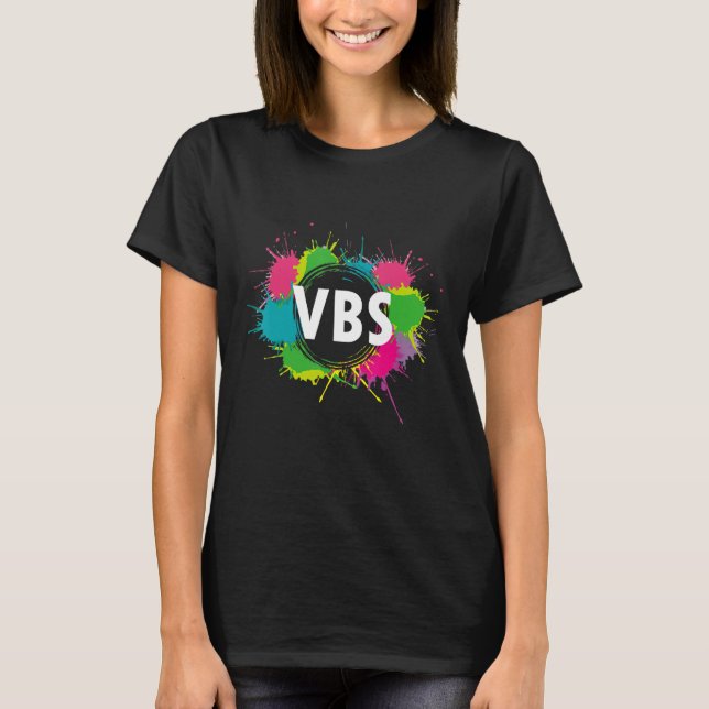 I Love Vbs Crew Vacation Bible School Paint Splatt T-Shirt (Front)