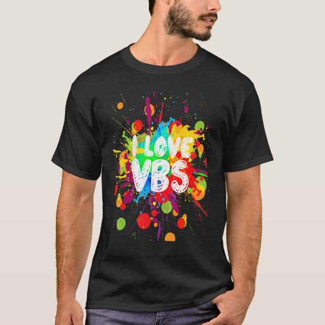 I Love Vbs Shirt Crew Vacation Bible School Paint  (Front)