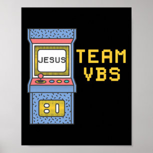 I Love Vbs Video Game Vacation Bible School Retro Poster