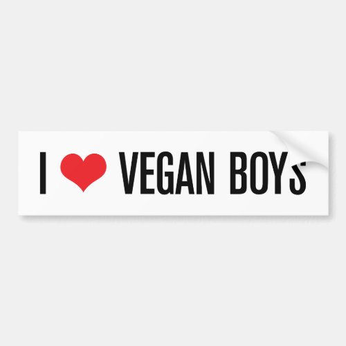I Love Vegan Boys Bumper Sticker
