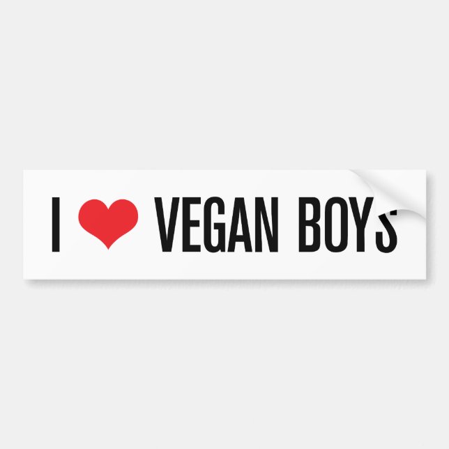 I Love Vegan Boys Bumper Sticker (Front)