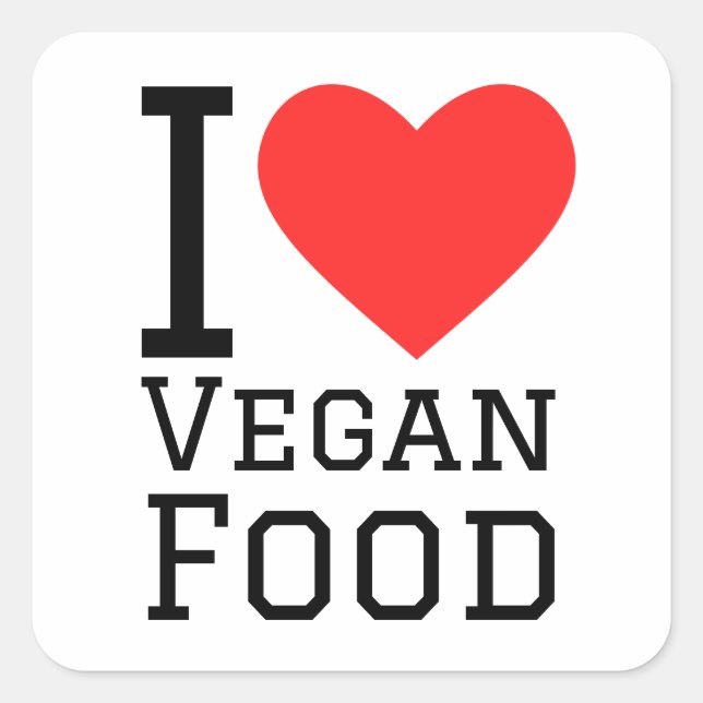 I love vegan food square sticker (Front)