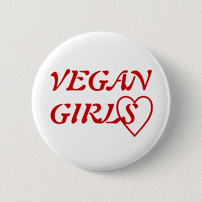 I Love Vegan Girls Pinback Button (Front)