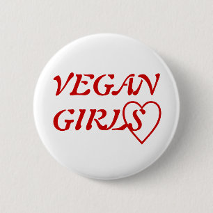 I Love Vegan Girls Pinback Button