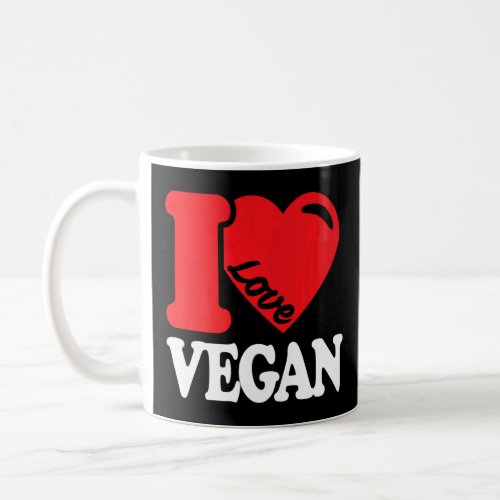 I Love Vegan  Vintage Retro Heart Vegan Plant Base Coffee Mug