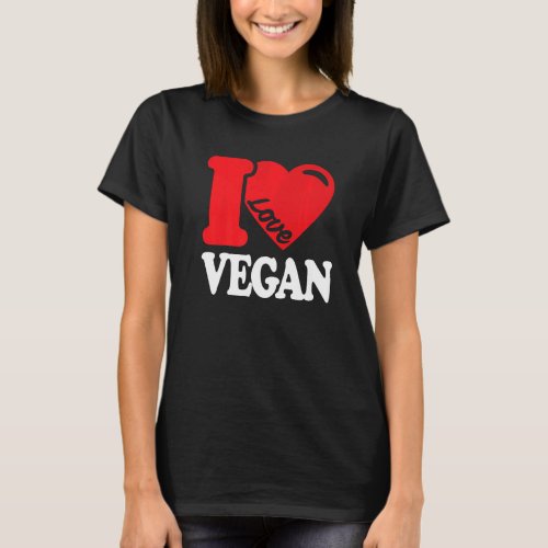 I Love Vegan  Vintage Retro Heart Vegan Plant Base T_Shirt
