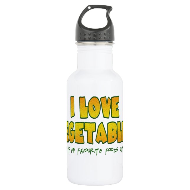 I love vegetables stainless steel water bottle (Front)