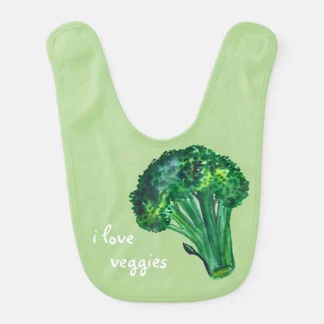 I love VEGGIES - big broccoli CUSTOM Baby Bib (Front)