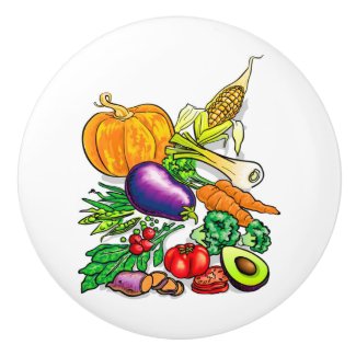 I Love Veggies Ceramic Knob