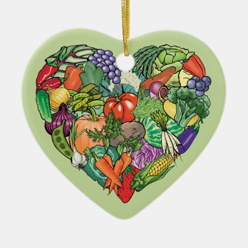 I Love Veggies Ceramic Ornament