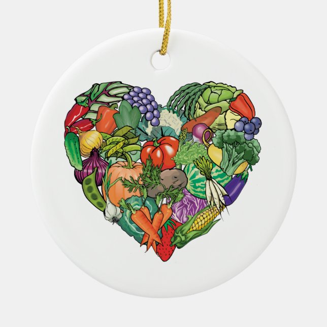 I Love Veggies Ceramic Ornament (Front)