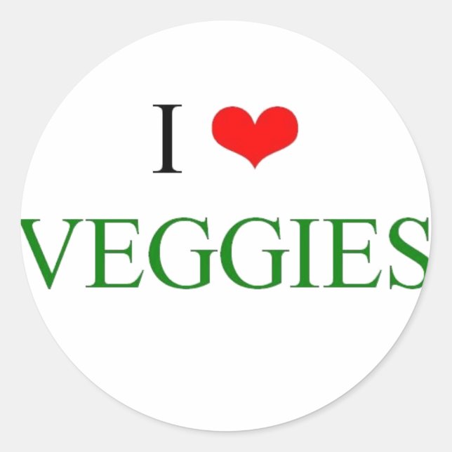 I love veggies classic round sticker (Front)