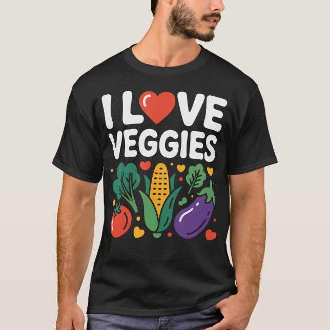 I Love Veggies Cute T-Shirt (Front)