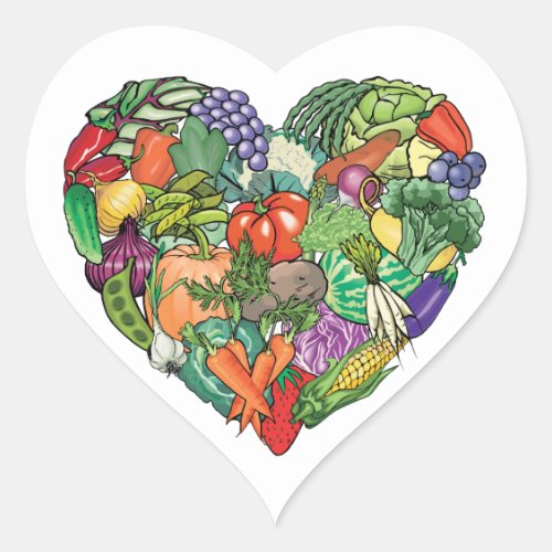 I Love Veggies Heart Sticker