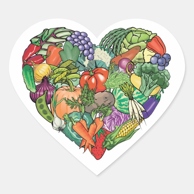 I Love Veggies Heart Sticker (Front)