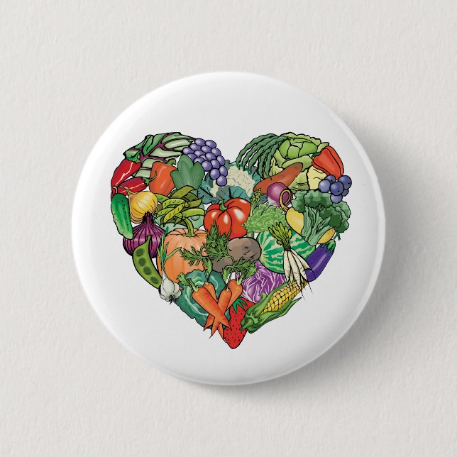 I Love Veggies Pinback Button (Front)